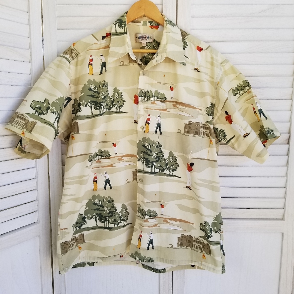 Campia Men’s Golf Print Shirt Short Sleeve Size Lg - Picture 1 of 11